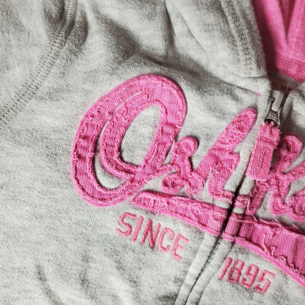 OshKosh B'gosh Gray & Pink Fleece-Lined Zip-Up Jacket Toddler Girl Size 24m
